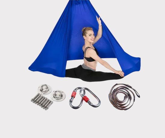 Hamac aérien en soie – Kit complet – Bleu royal