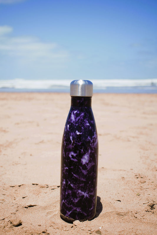 Gourde isotherme – Effet marbre – Violet/Noir (BPA free)